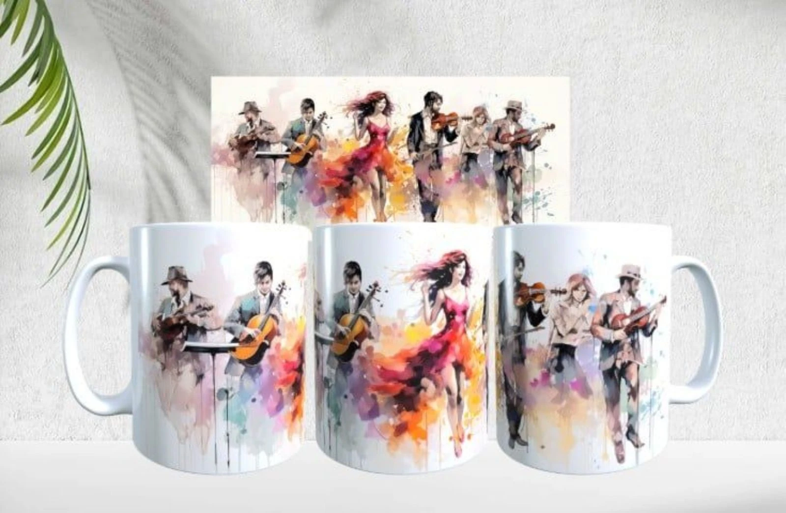 Mug musiciens, danseurs, effet peinture, Cadeau, personnalisable